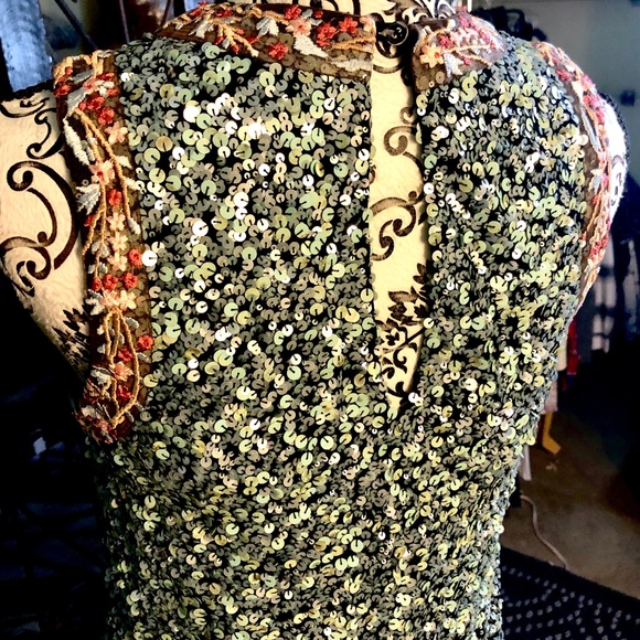 Anthropologie VARUN BAHL Lt Blue Sequin Embroidered Party Short Occasion Dress~2 - Picture 8 of 12